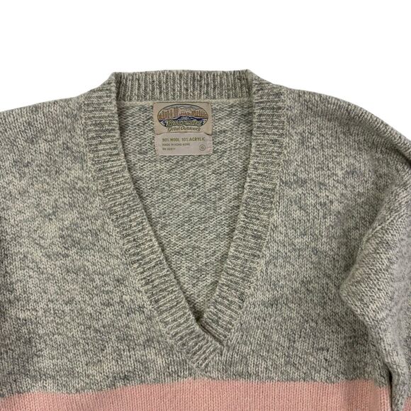 Vintage Britches Great Outdoors Sweater Women Small Wool Blend Gray Pink 80s 90s - Picture 2 of 13